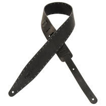 MV317ST-BLK Tracolla in pelle conciata al vegetale con inserti metallici Black 2 1/2"