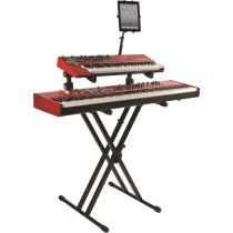 QL/642 Supporto Professionale per 2 Tastiere con Struttura "X" e Telaio Doppio
