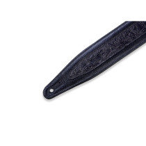 M317FG-BLK Tracolla in pelle con rilievo fiorentino Black 2 1/2"