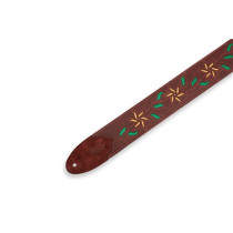 M4FV-BRG_TAN Tracolla in pelle Flowering Vine Series Burgundy e Tan 2 1/2"