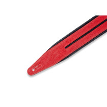 MG317DRS-BLK_RED Tracolla in pelle Double Racing Stripe Black Red 2 1/2"