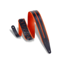 MG317DRS-ORG_BLK Tracolla in pelle Double Racing Stripe Orange Black 2 1/2"
