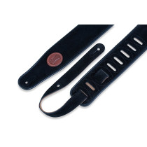 MSS3-BLK Tracolla in pelle scamosciata con piping Black 2 1/2"