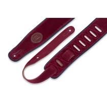 MSS3-BRG Tracolla in pelle scamosciata Burgundy con piping Black 2 1/2"