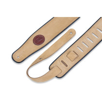 MSS3-TAN Tracolla in pelle scamosciata con piping Tan & Black 2 1/2"