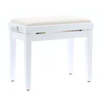 PB/010 WH L Panca in Legno Bianco Lucido per Pianoforte