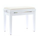 PB/010 WH L Panca in Legno Bianco Lucido per Pianoforte