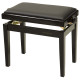 Panca professionale regolabile in legno per piano ed organo. Telaio Nero lucido. Cuscino imbottito con rivestimento in similpell