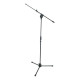 Asta professionale a giraffa telescopica per microfono, con base tripoide e snodo superiore in alluminio.