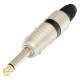 Connettore professionale jack mono 6,3 mm - 1/4“. Colore: Argento con anello nero.