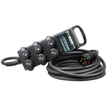 Pratico e compatto power box portatile, realizzato con struttura in gomma con maniglia di trasporto integrata.