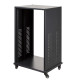 Supporto rack professionale da 19" ad 18U, con struttura in acciaio.
