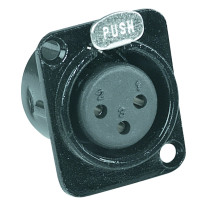 Presa da pannello XLR in alluminio 3 poli con push, a saldare. Colore: Nero.