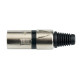 Spina volante XLR professionale 3 poli. Colore: Argento con anello nero.