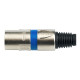 Spina volante XLR professionale 3 poli. Colore: Argento con anello blu.