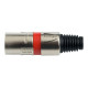 Spina volante XLR professionale 3 poli. Colore: Argento con anello rosso.