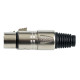 Presa volante XLR professionale 5 poli, pinza interna in nylon con molla terminale in PVC. Colore: Argento.