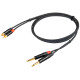 Cavo audio professionale "STEREO" con connessioni 2 x jack spina Mono Ø 6.3 mm REAN - 2 x spina RCA REAN. Lunghezza: 1.5 metri. 