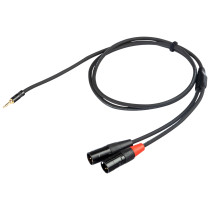 Cavo audio professionale ”Y” con connessioni spina jack Stereo Ø 3.5 mm REAN - 2 x spina volante XLR 3P REAN . Lunghezza 3 m. Co