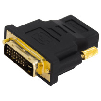 Adattatore professionale per segnali Video, da connettore DVI (24+5) maschio a connettore HDMI femmina. Colore nero con parti in