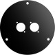 Disco frontale in acciaio verniciato nero per AV185, dotato di 2 fori per connettori di tipo “D”.
