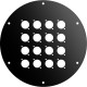 Disco frontale in acciaio verniciato nero per AV195, dotato di 16 fori per connettori di tipo “D”.