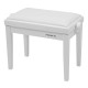 Panca professionale regolabile in legno per piano ed organo. Telaio Bianco lucido. Cuscino imbottito con rivestimento in similpe