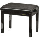Panca professionale regolabile in legno per piano ed organo. Telaio Nero lucido. Cuscino imbottito con rivestimento in velluto n