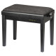 Panca professionale regolabile in legno per piano ed organo. Telaio Nero opaco. Cuscino imbottito con rivestimento in velluto ne