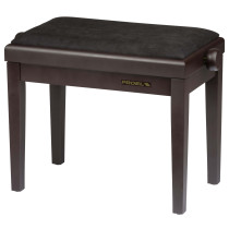 Panca professionale regolabile in legno per piano ed organo. Telaio Palissandro opaco. Cuscino imbottito con rivestimento in vel