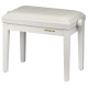 Panca professionale regolabile in legno per piano ed organo. Telaio Bianco opaco. Cuscino imbottito con rivestimento in velluto 