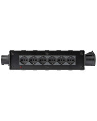 Box di distribuzione elettrica a 6 canali con ingresso spina CEE 16A - 2P+T - IP44 - 230V / uscita 6 x presa Schuko + bivalente 