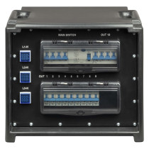Power box portatile IP55 in materiale plastico antiurto. Dotato di: ingresso con spina diritta CEE 32A - 3P+N+E - IP67 - 400V co