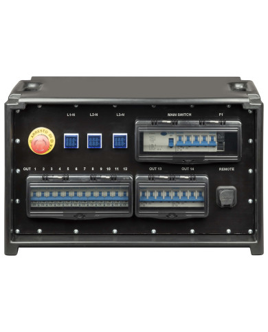 Power box portatile IP55 in materiale plastico antiurto. Dotato di: ingresso con spina diritta CEE 63A - 3P+N+E - IP67 - 400V co
