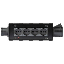 Box di distribuzione elettrica a 4 canali con ingresso spina CEE 16A - 2P+T - IP44 - 230V / uscita 4 x presa Schuko +bivalente U