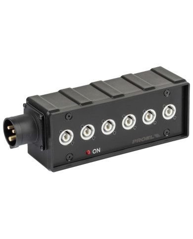 Box di distribuzione elettrica a 6 canali con ingresso spina CEE 16A - 2P+T - IP44 - 230V / uscita 6 x spina powerCON NAC3MPXXB 