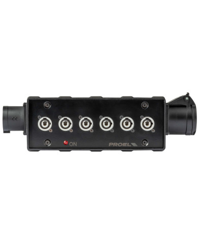 Box di distribuzione elettrica a 6 canali con ingresso spina CEE 16A - 2P+T - IP44 - 230V / uscita 6 x spina powerCON NAC3MPXXB 