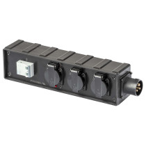 Box di distribuzione elettrica a 3 canali con ingresso spina CEE 16A - 2P+T - IP44 - 230V / uscita: 3 x presa Schuko bivalente 1