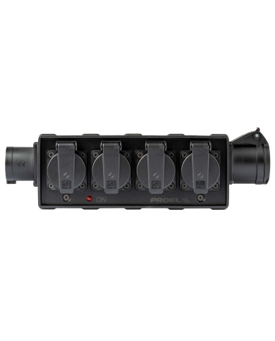 Box di distribuzione elettrica a 4 canali con ingresso spina CEE 16A - 2P+T - IP44 - 230V / uscita 4 x presa Schukobivalente 16A