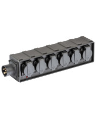 Box di distribuzione elettrica a 6 canali con ingresso spina CEE 16A - 2P+T - IP44 - 230V / uscita 6 x presa Schukobivalente 16A
