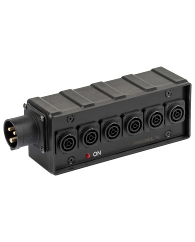 Box di distribuzione elettrica a 6 canali con ingresso spina CEE 16A - 2P+T - IP44 - 230V / uscita 6 x presa powerCONTRUE1 NAC3F