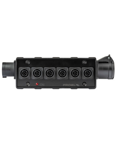 Box di distribuzione elettrica a 6 canali con ingresso spina CEE 16A - 2P+T - IP44 - 230V / uscita 6 x presa powerCONTRUE1 NAC3F
