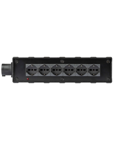 Box di distribuzione elettrica a 4 canali con ingresso spina CEE 16A - 2P+T - IP44 - 230V / uscita 6 x presa Schuko +bivalente U