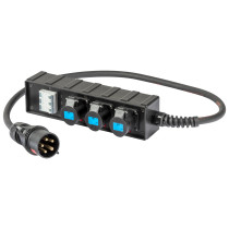 Box di distribuzione elettrica con ingresso spina CEE 32A - 3P+N+T - IP44 - 400V con cavo neoprene 5G4 mm² 1,5m / uscite: 3 x pr