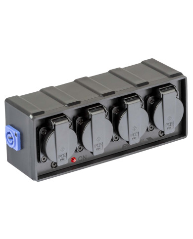 Box di distribuzione elettrica a 4 canali con ingresso spina powerCON NAC3MPXXA POWER IN 20A 250V – con 4xpresa Schuko bivalente
