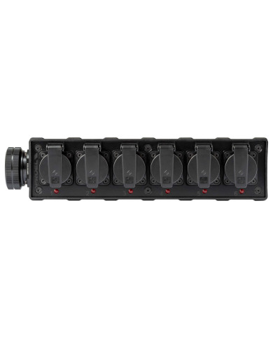 Box di distribuzione elettrica a 6 canali con ingresso connettore di potenza multipolare SYNTAX 19P, maschio da pannello (compat