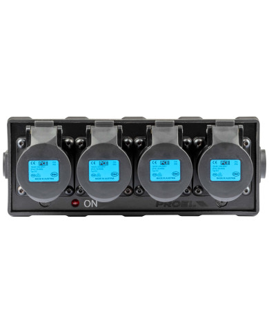 Box di distribuzione elettrica a 4 canali con ingresso spina powerCON TRUE1 NAC3MPXTOP 16A 250V / uscita 4 xpresa CEE 16A - 2P+T