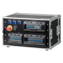 Pratico Power box portatile IP44, realizzato con box in lamiera elettro zincata, verniciata a polveri epossidiche, assemblato su