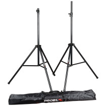 Coppia di supporti in alluminio per casse acustiche FRE320BK forniti in pratica borsa di trasporto in Nylon 210D.