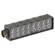 Stage box audio in materiale plastico antiurto con 12 prese pannello XLR 3P NEUTRIK + 4 spine pannello XLR 3P NEUTRIK e connetto